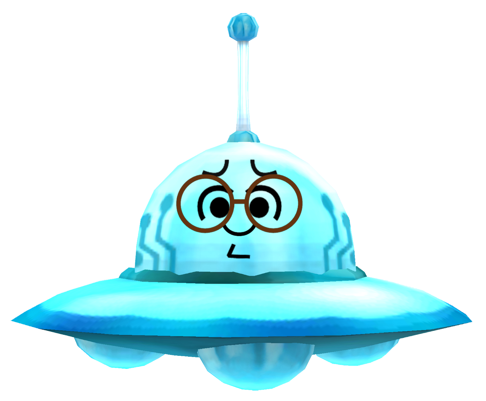 Miitopia (3DS) promotional art for the 'Friend from Nimbus' UFO, featuring Ralph.