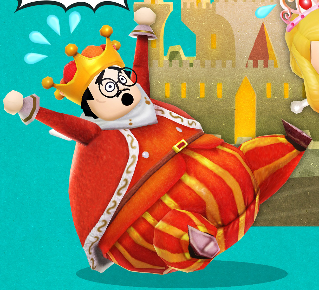 Miitopia (Switch) promotional art for the King, featuring Reggie.